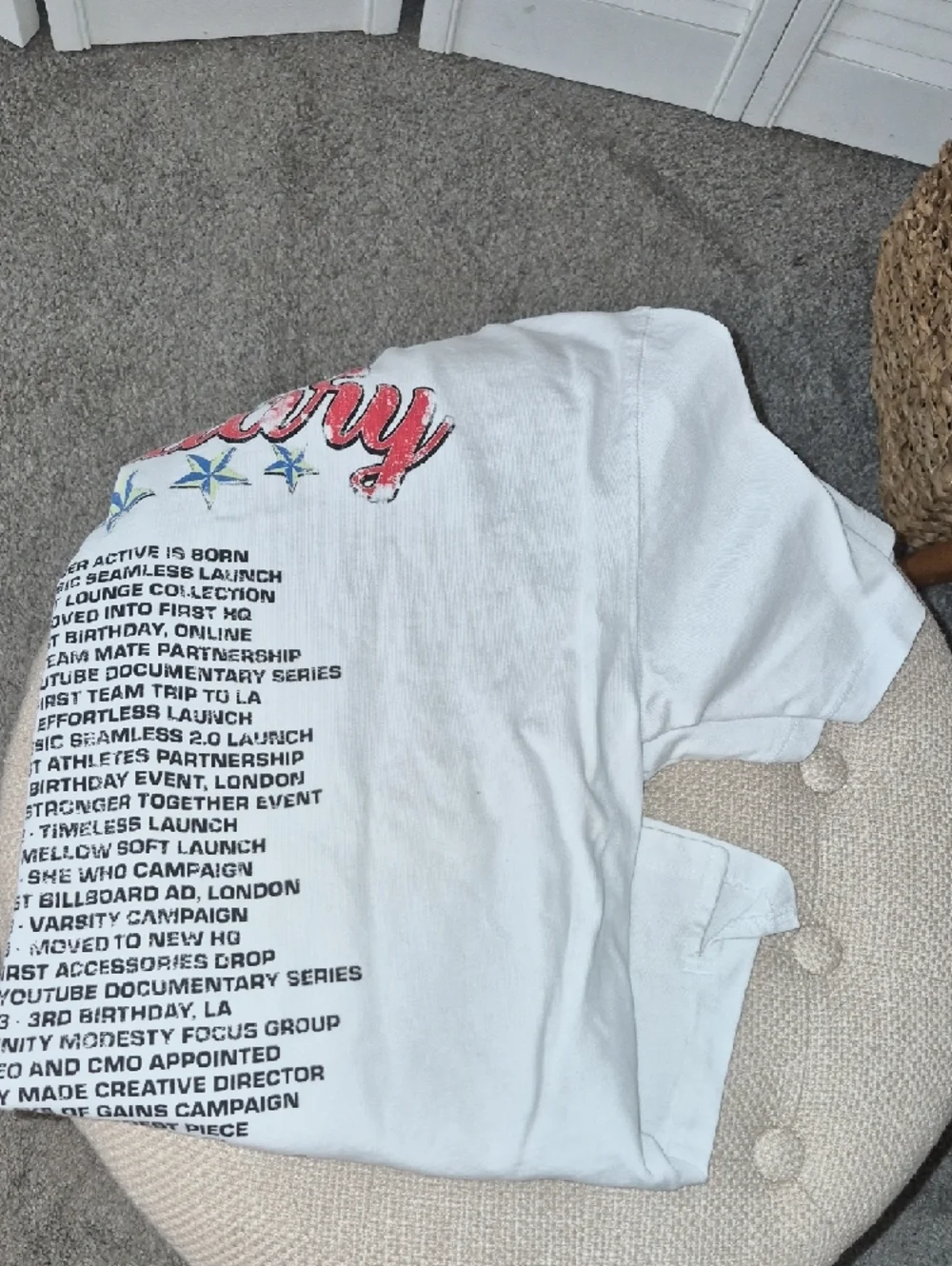 Oner Active White Tee with Red Legendary Script and Blue Stars - Picture 6 of 6